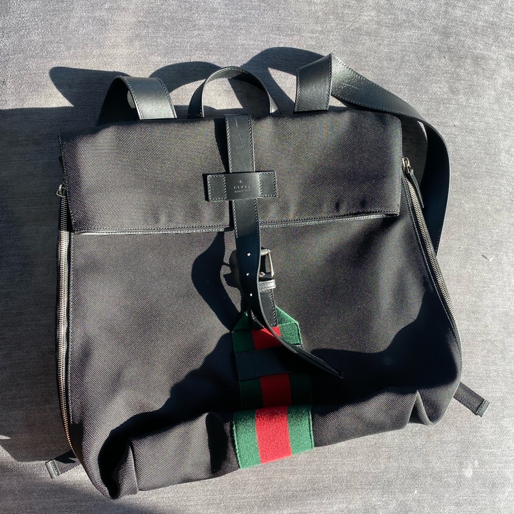 GUCCI Web Fold Over Backpack Techno Canvas